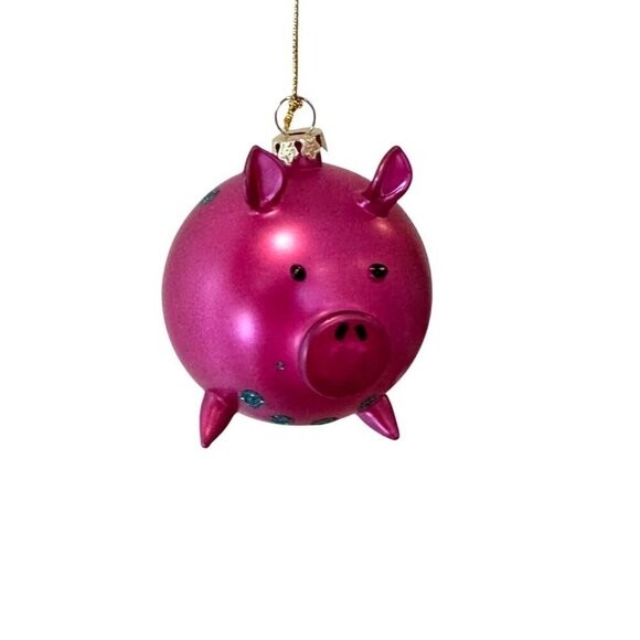 Pier 1 One Imports Pink Pig Ornament Blown Glass 3in Eclectic Curly Tail Balloon - Picture 1 of 9